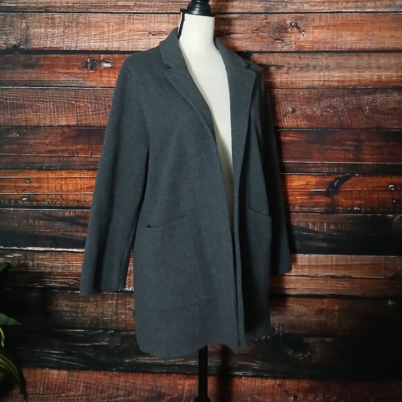 Quince Jacket M Organic Cotton Knit Blazer Open Front Gray - Picture 2 of 9